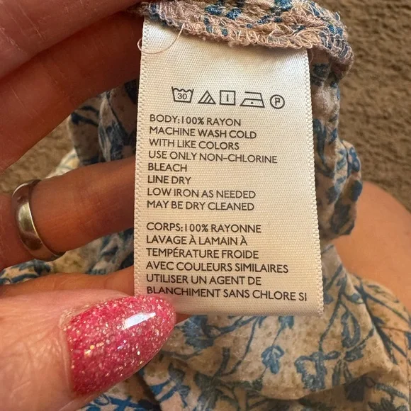 2 FOR $20 Cooperative Blue Pink Button Up Top Blouse Crop Top Short Sleeve XS - Picture 3 of 7